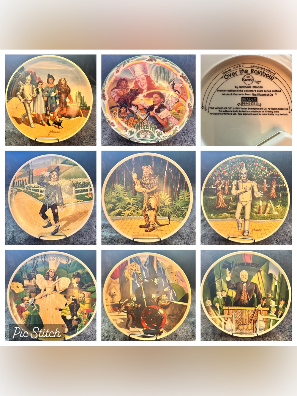 Wizard of Oz Knowles Collector Plates 1977-79 Set of 7 + 1993 Musical Plate